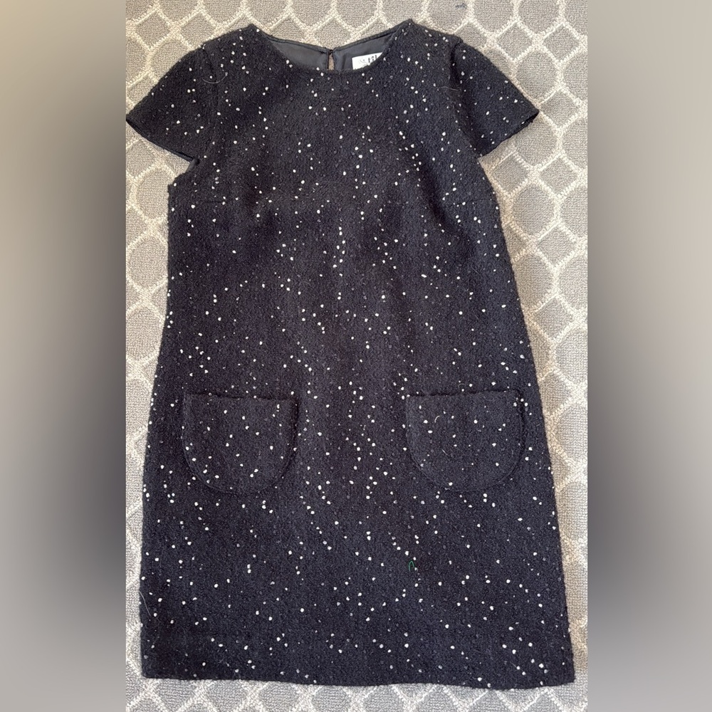 TIBI Black and White tweed shift Dress
